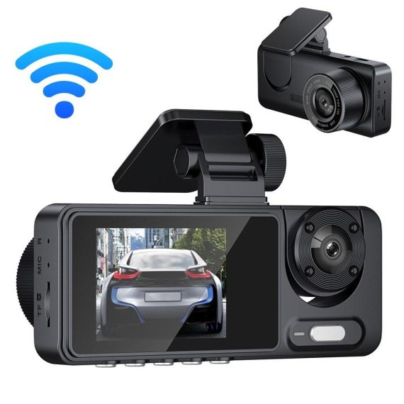 Car DVR | 3 Cameras Dash Cam Multi-Language Clear Car Rearview Mirror(with WiFi) Car Car DVR