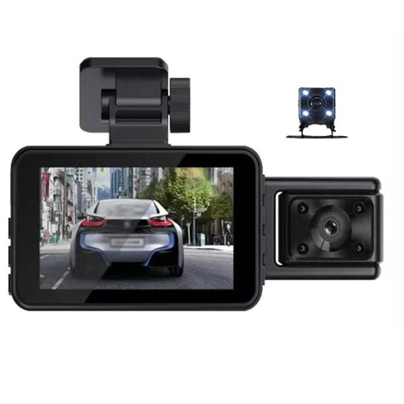 Car DVR | 3 Cameras Dash Cam Parking Monitoring Clear Car Rearview Mirror Black Car Black