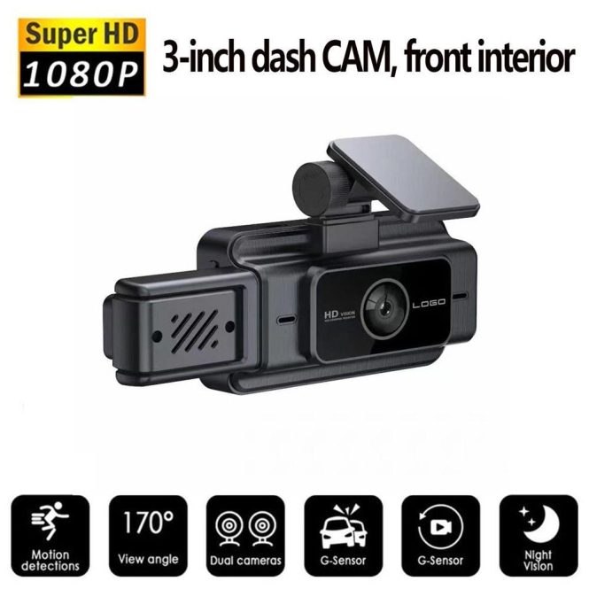 Car DVR | 3 Cameras Dash Cam Parking Monitoring Clear Car Rearview Mirror Black Car Black