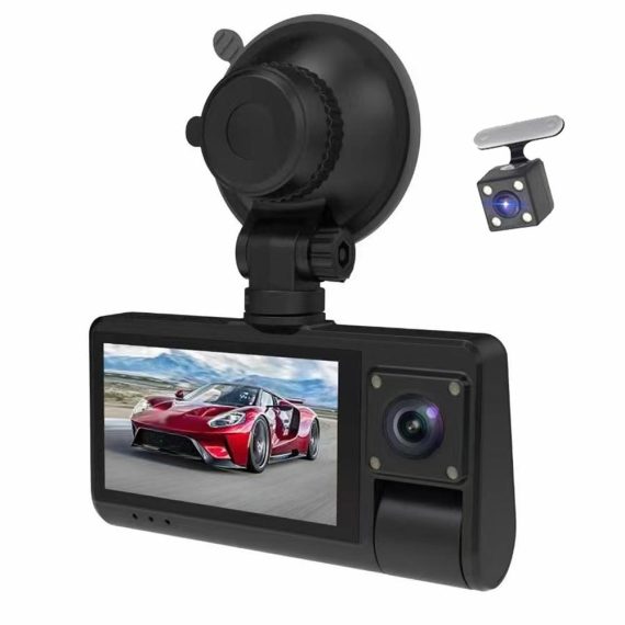 Car DVR | 3 Cameras Dash Cam Touched Screen Clear Car Rearview Mirror Black Car Black