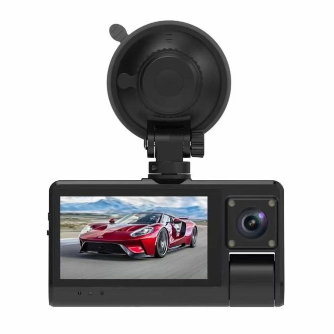 Car DVR | 3 Cameras Dash Cam Touched Screen Clear Car Rearview Mirror Black Car Black