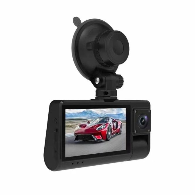 Car DVR | 3 Cameras Dash Cam Touched Screen Clear Car Rearview Mirror Black Car Black