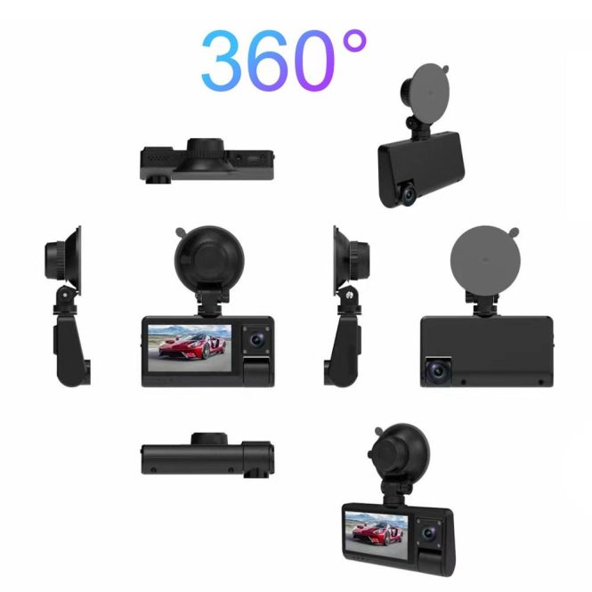 Car DVR | 3 Cameras Dash Cam Touched Screen Clear Car Rearview Mirror Black Car Black