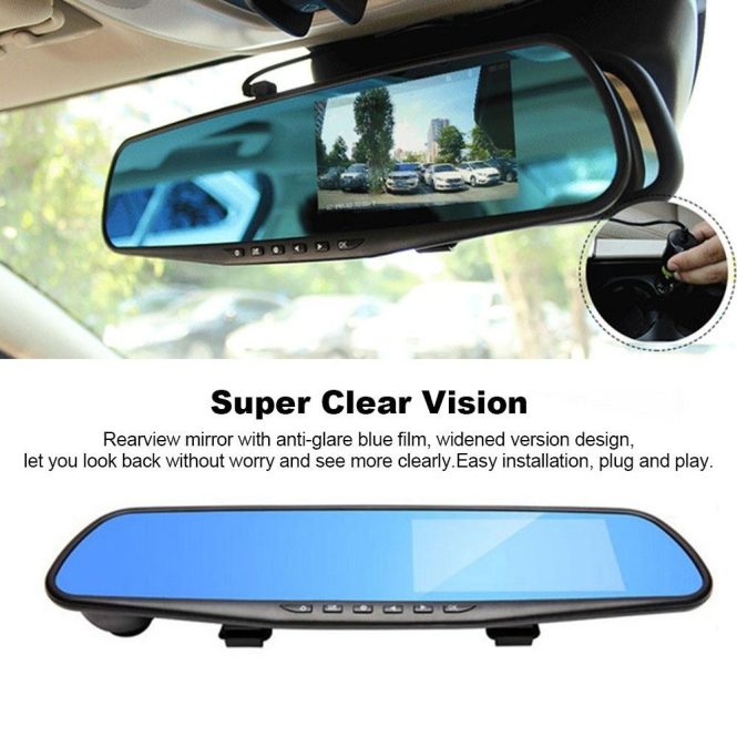 Car DVR | Car DVR Dash Camera 170° Wide Angle Lens Video Recorder Rearview Mirror Dash Cam Front Cam Driving Recorder Black Car Black