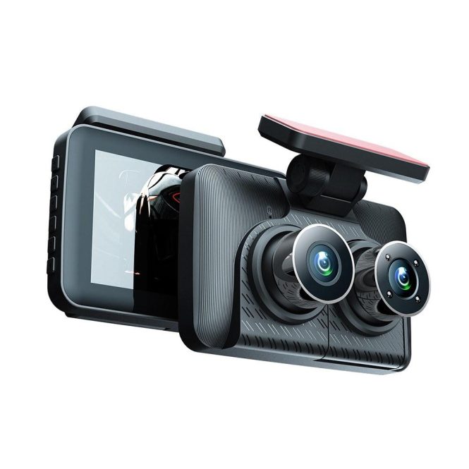 Car DVR | Dash Cam Front and Rear Inside 3 Cameras 1080+720+480P 4in Car Rearview Mirror Black Car Black