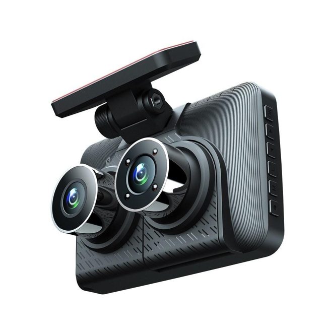 Car DVR | Dash Cam Front and Rear Inside 3 Cameras 1080+720+480P 4in Car Rearview Mirror Black Car Black