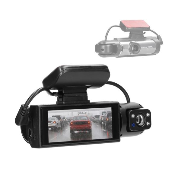 Car DVR | Multi-language Dual Lens Car Video Recorder Auto Dash Cam Black Car Black