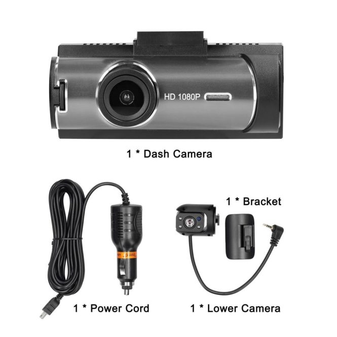 Car DVR | Multi-language Dual Lens Car Video Recorder Auto Dash Cam Black Car Black