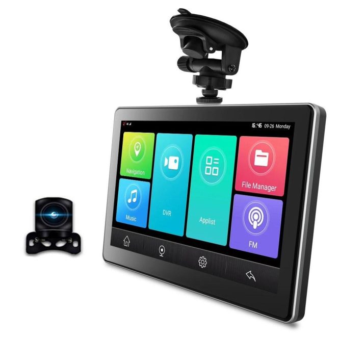 Car DVR | Multi-language Dual Lens Car Video Recorder Real View Navigation Auto Dash Cam Black Car Black