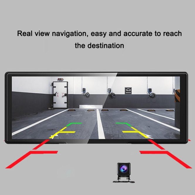 Car DVR | Multi-language Dual Lens Car Video Recorder Real View Navigation Auto Dash Cam Black Car Black