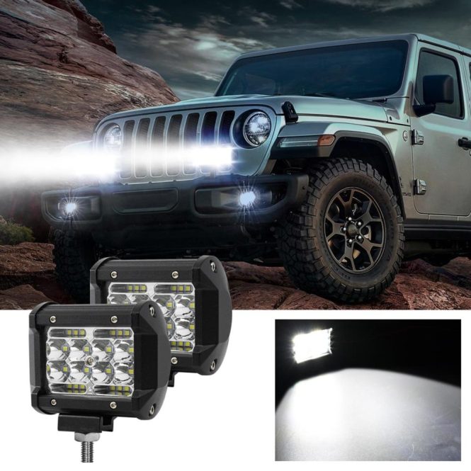 Car Fog Lights | 2 Pack 4 Inch LED Work Light Bars 60W 6000LM LED Fog Lights Black Car Fog Lights Black