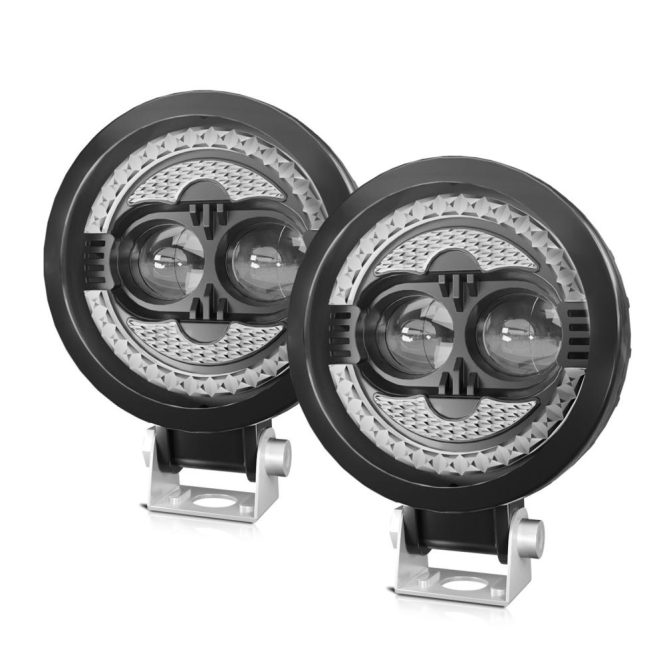 Car Fog Lights | 2PCS 120W 18000LM Super Bright Spot Driving Lights Waterproof Fog Lights Round LED Pods for Car Motorcycle SUV ATV Truck Black Car Fog Lights Black