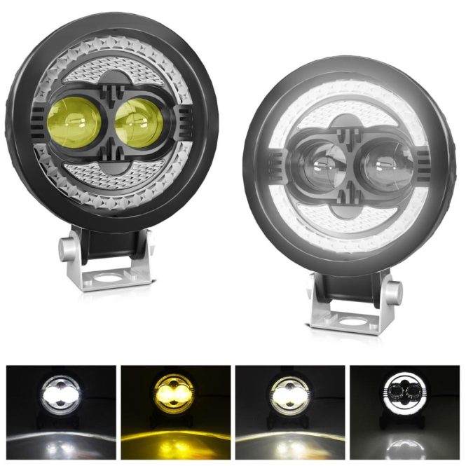 Car Fog Lights | 2PCS 120W 18000LM Super Bright Spot Driving Lights Waterproof Fog Lights Round LED Pods for Car Motorcycle SUV ATV Truck Black Car Fog Lights Black