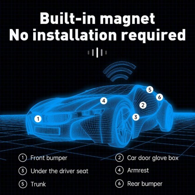 Car GPS Tracker | GF10 Intelligent Car GPS Locator Elderly Kids Pets Anti-Lost Strong Locator Magnetic Installation Mobilephone APP Control Global Real-time Positioning Device with Wheelpath Playback Geofence and Alarm Functions Black Car GPS & Accessories Black