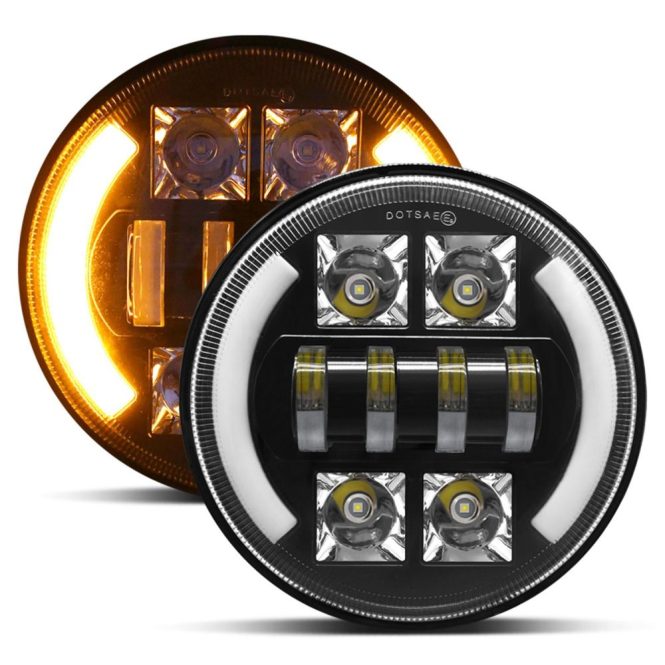 Car Headlights | 7 inch Car Motorcycle LED Headlight with DRL/Turn Signal/Low Beam/High Beam 1pcs Black Car Headlights Black