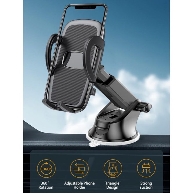 Car Phone Holder | Car Phone Holder Car Telescopic Rod Suction Cup Holder in Air Vent Clip Mount Stand for Mobile Phones Black Car Decorations Black