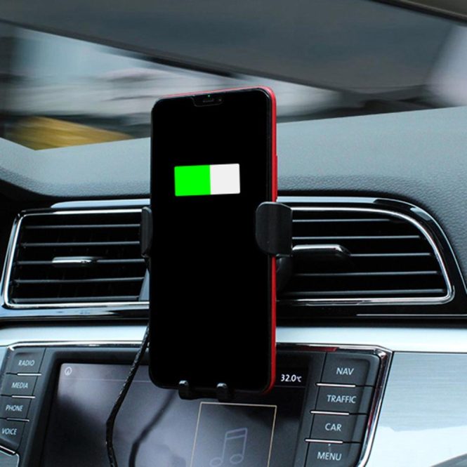 Car Phone Holder | Wireless Charger Car Phone Bracket Fast Charging Wireless Car Outlet Charger Mount Stand Mobile Phone Holder Black Car Decorations Black