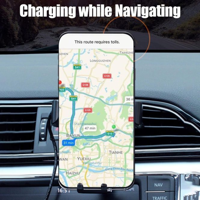 Car Phone Holder | Wireless Charger Car Phone Bracket Fast Charging Wireless Car Outlet Charger Mount Stand Mobile Phone Holder Black Car Decorations Black