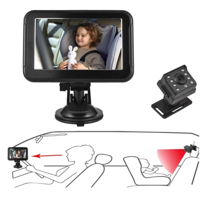 Car Rear View Camera | 1080P Baby Car Camera Baby Car Monitor Backseat Camera for Kids with Car Charger Camera Bracket Car Rear View Camera