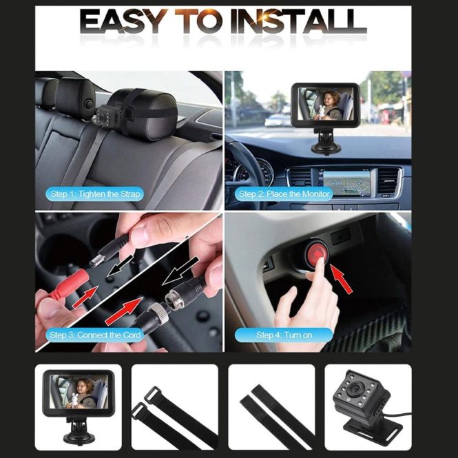 Car Rear View Camera | 1080P Baby Car Camera Baby Car Monitor Backseat Camera for Kids with Car Charger Camera Bracket Car Rear View Camera