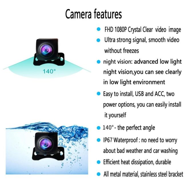 Car Rear View Camera | Wireless Backup Camera 1080P 5G WiFi Night Vision Rear View Camera for iOS/Android IP67 Waterproof Reverse Camera for Truck Trailer RV Camper Car Alarms & Security Car Rear View Camera