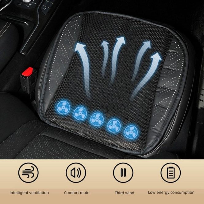 Car Seat Cushion | Car Seat Fan Cushion for Summer Driving Cooling Car Seat Cover with 5 Fans and 3 Adjustable Speed Black Car Decorations Black