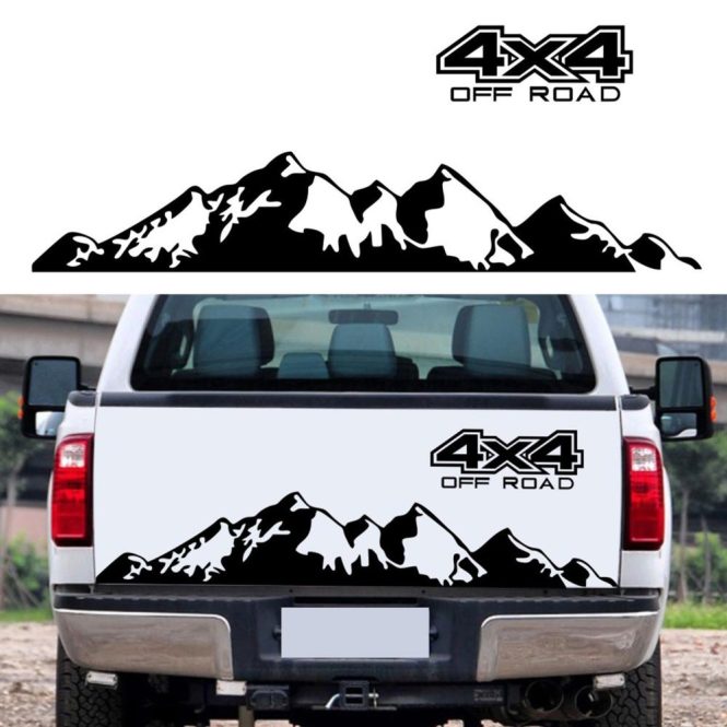 Car Stickers | Car Stickers 4X4 Off Road(44*17cm)+Mountain Graphic Decal(150*27cm) Sticker for Car Truck Exterior Accessories Black Car Decorations Black