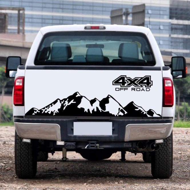 Car Stickers | Car Stickers 4X4 Off Road(44*17cm)+Mountain Graphic Decal(150*27cm) Sticker for Car Truck Exterior Accessories Black Car Decorations Black