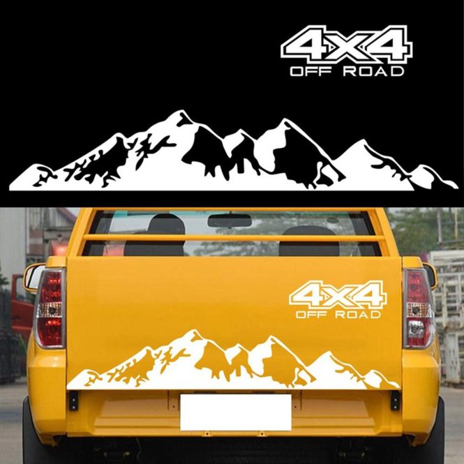 Car Stickers | Car Stickers 4X4 Off Road(44*17cm)+Mountain Graphic Decal(150*27cm) Sticker for Car Truck Exterior Accessories White Car Decorations Car Stickers