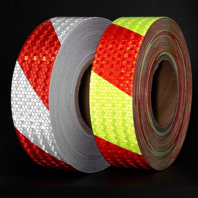 Car Stickers | Shining Reflective Safety Warning Tape Self Adhesive Twill Printing Reflective Tape for Car Red & Yellow Car Decorations Car Stickers