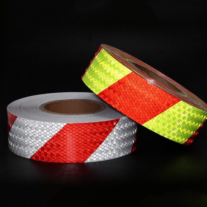 Car Stickers | Shining Reflective Safety Warning Tape Self Adhesive Twill Printing Reflective Tape for Car Red & Yellow Car Decorations Car Stickers