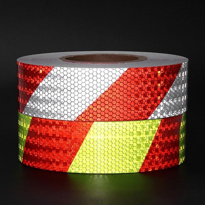 Car Stickers | Shining Reflective Safety Warning Tape Self Adhesive Twill Printing Reflective Tape for Car Red & Yellow Car Decorations Car Stickers