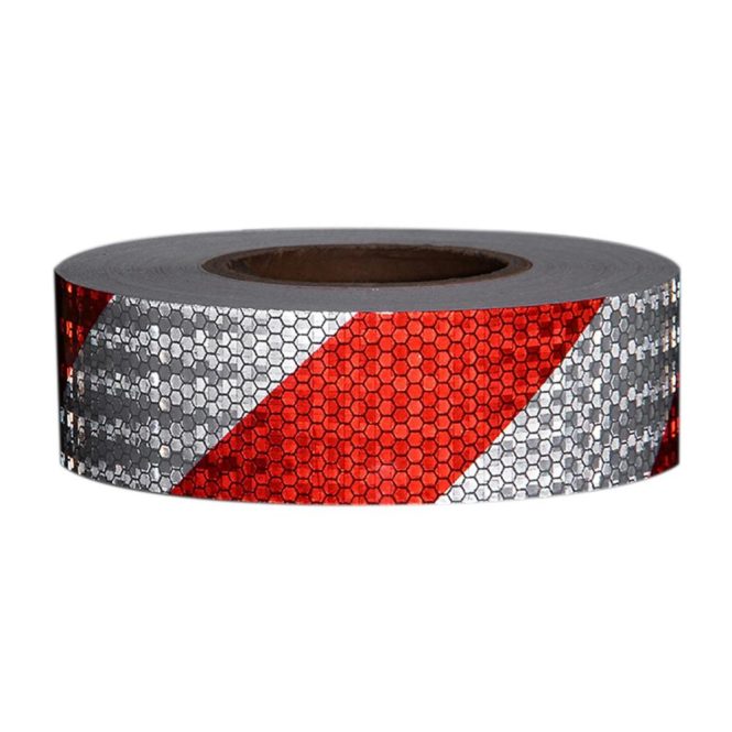 Car Stickers | Shining Reflective Safety Warning Tape Self Adhesive Twill Printing Reflective Tape for Car Red+White Car Decorations Car Stickers