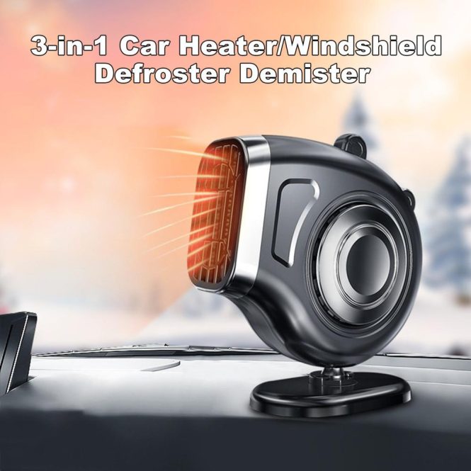 Car Thermometer | 3-in-1 12V 120W Adjustable Auto Heater Fan Car Vehicle Dashboard Electric Heater Cooling Fan Window Windshield Defroster Demister Black Car Electronics Black