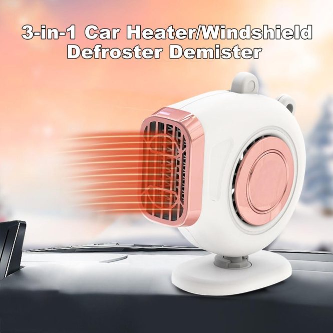 Car Thermometer | 3-in-1 12V 120W Adjustable Auto Heater Fan Car Vehicle Dashboard Electric Heater Cooling Fan Window Windshield Defroster Demister White Car Electronics Car Thermometer