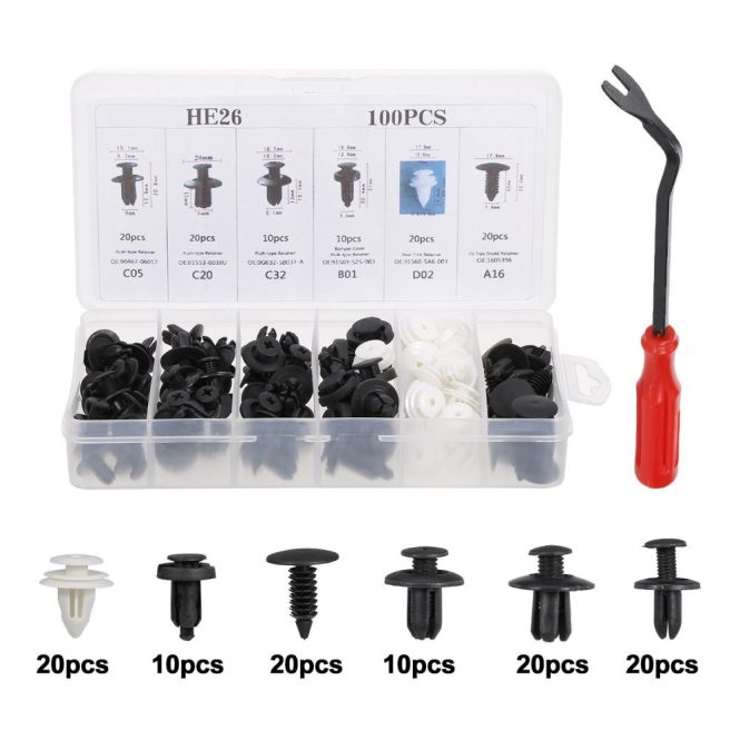 Car Tools | 100Pcs Car Body Plastic Push Retainer Pin Rivet Fasteners Trim Moulding Clip Black Car Repair & Maintenance Black