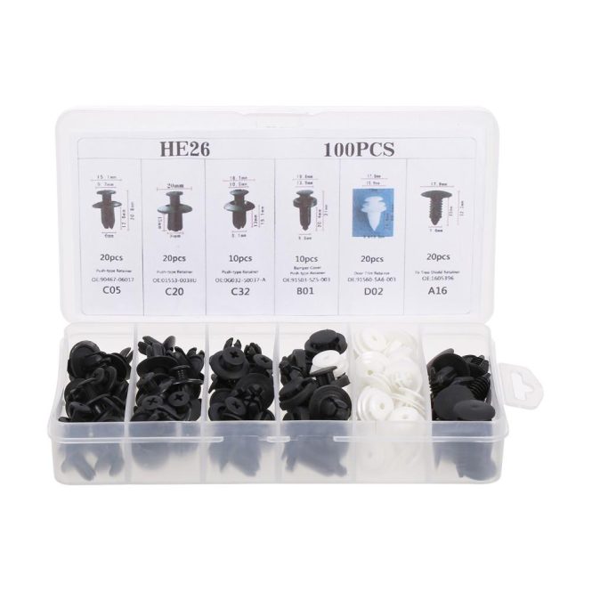 Car Tools | 100Pcs Car Body Plastic Push Retainer Pin Rivet Fasteners Trim Moulding Clip Black Car Repair & Maintenance Black