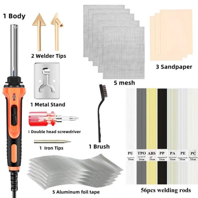 Car Tools | 100W Plastic Welding kit 2-in-1 Plastic Welder and Soldering Iron us Red Car Repair & Maintenance Car Tools