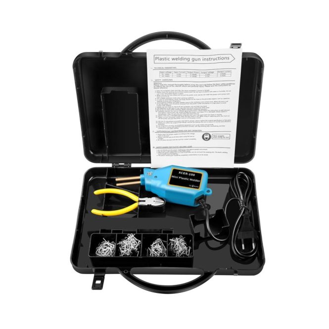 Car Tools | 100W Portable Mini Hot Stapler Plastic Welding Machine Car Bumper Repair Kit Plastic Welder Pro Kit eu Blue Car Repair & Maintenance Blue