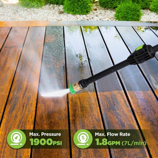 Car Tools | 1300PSI Max 1.8 GPM Power Washer Electric Powered with 16FT Hose,High Pressure Cleaner Machine for Cars Patios Furniture Driveways eu Green Car Repair & Maintenance Car Tools