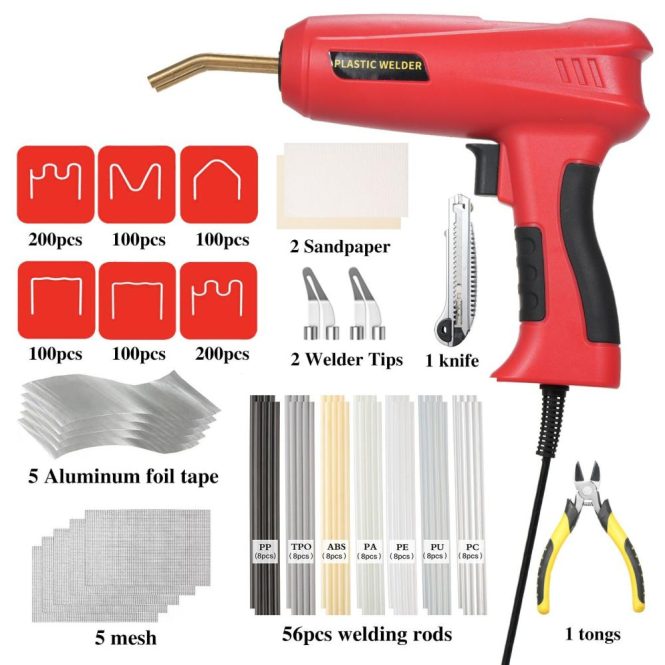 Car Tools | 150W Plastic Welder 2 in 1 Handheld Hot Stapler Machine eu Red Car Repair & Maintenance Car Tools