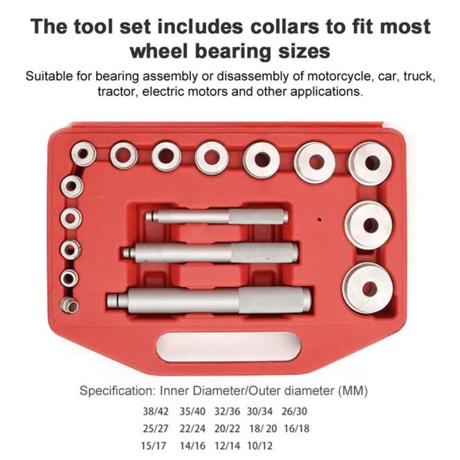 Car Tools | 17pcs Small Bearing Extractor Bearing Pads Installation and Disassembly Tools Set Silver Car Repair & Maintenance Car Tools