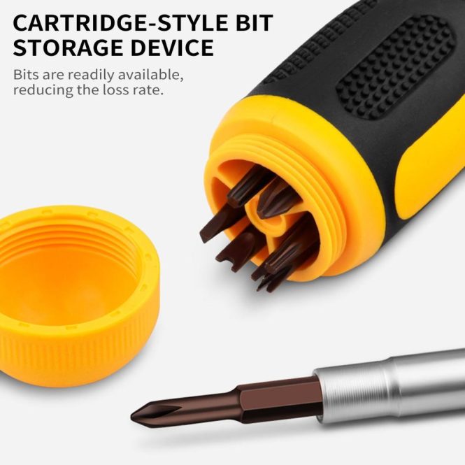 Car Tools | 19-in-1 Ratchet Screwdriver Set Portable S2 Ratcheting Screwdriver Set with Magnetic Tips for Furniture/ Car/ Computer/ Electronics Maintenance Yellow Car Repair & Maintenance Car Tools