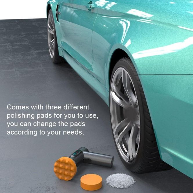 Car Tools | 2000RPM Handheld Portable Cordless Car Polishing Machine with 3 Polishing Pads Dark Green Car Repair & Maintenance Car Tools