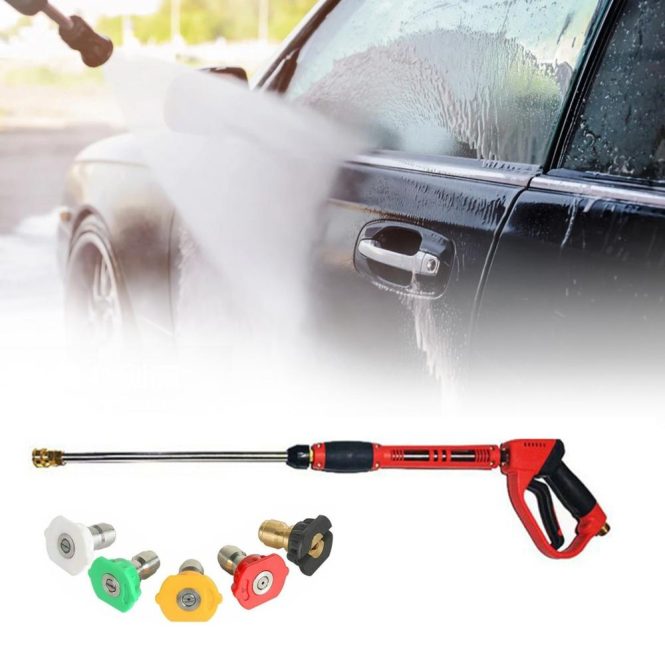 Car Tools | 5200PSI High Pressure Car Power Wash Sprayer Wand Lance Nozzle Tips O-rings Kit Red Car Repair & Maintenance Car Tools