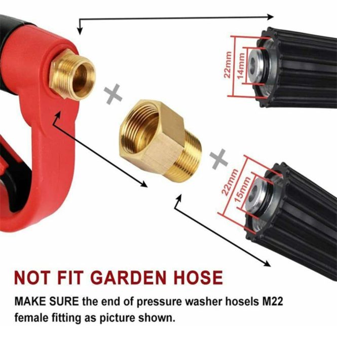 Car Tools | 5200PSI High Pressure Car Power Wash Sprayer Wand Lance Nozzle Tips O-rings Kit Red Car Repair & Maintenance Car Tools