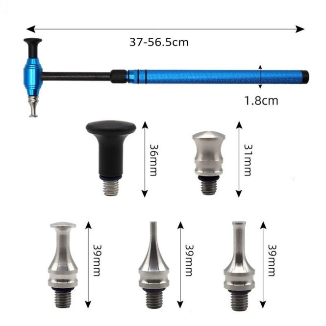 Car Tools | 6 PCS Paintless Removal Tools Telescopic Aluminum Alloy Hammer with 5 Replacement Heads Blue Car Repair & Maintenance Blue