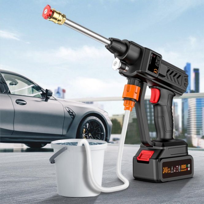 Car Tools | 60Bar 300W High Power Cordless Power Washer with Rechargeable Battery 5in1 Nozzles for Car Fence Floor Cleaning Watering eu Car Repair & Maintenance Car Tools