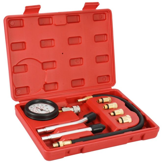 Car Tools | 8PCS Gasoline Engine Compression Tester Cylinder Compression Gas Engine Set Automotive Tool Gauge Red Car Repair & Maintenance Car Tools