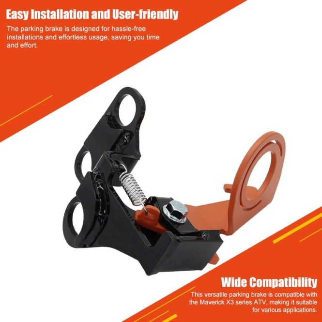 Car Tools | ATV Lockable Manual Parking Brake with Spring Compatible with Maverick X3 Series Black & Orange Car Repair & Maintenance Black & Orange